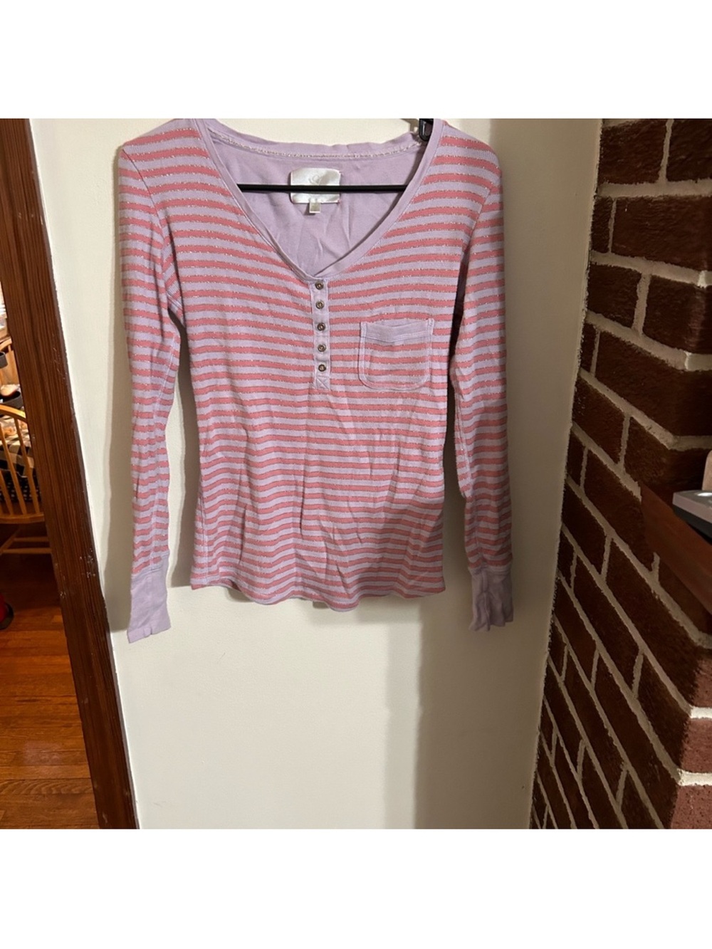 Victoria's Secret size small two piece pajamas set stripes pink silver